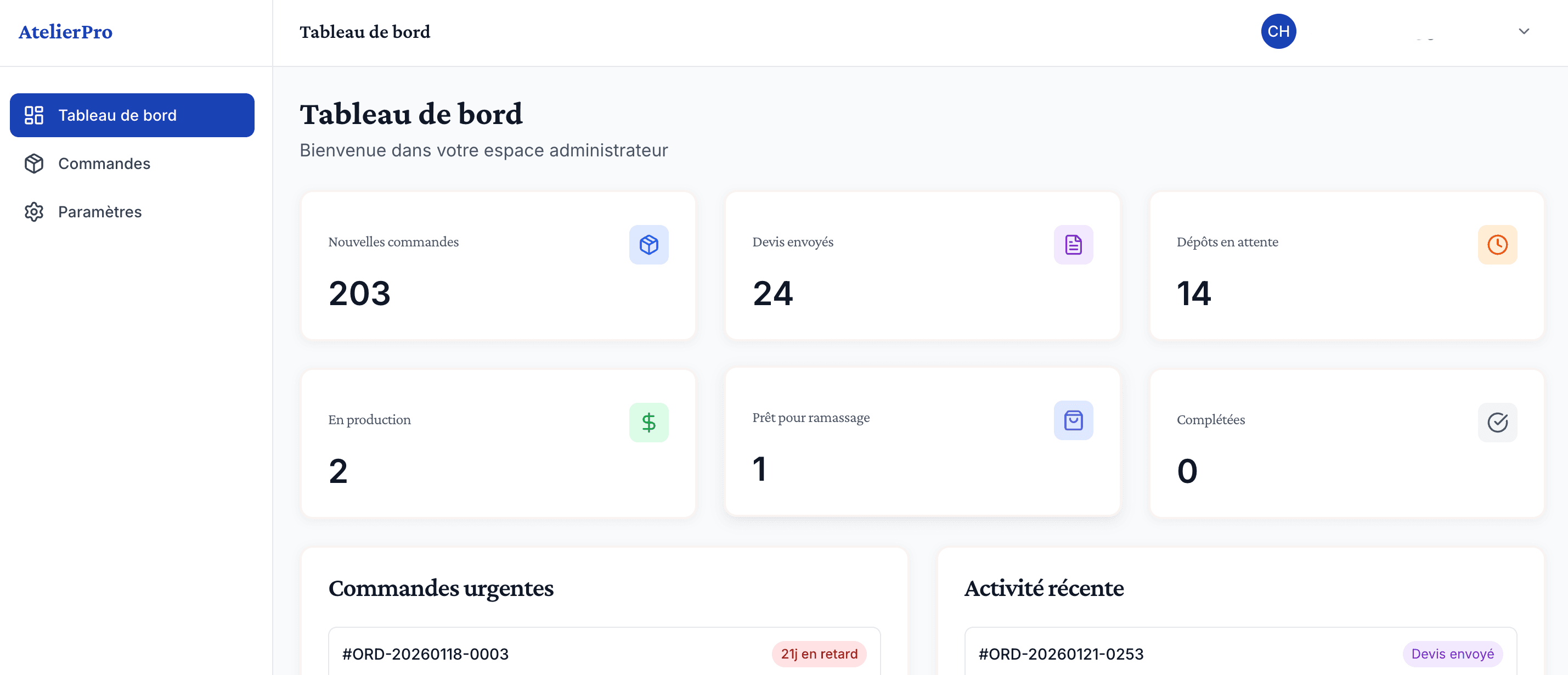 Vue d'ensemble de votre atelier